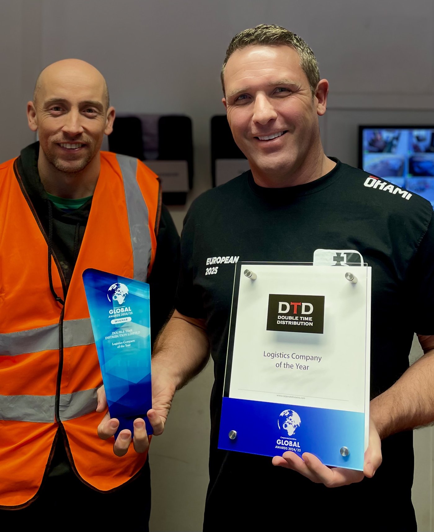 Double Time Distribution team with the Global Awards 2024/25 Logistics Company of the Year trophy
